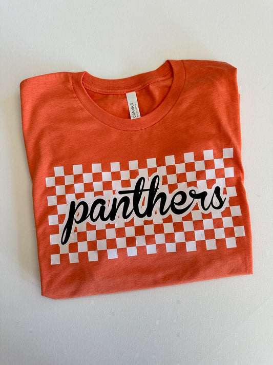 Orange/Black Panthers Checkered Script Spirit Tee