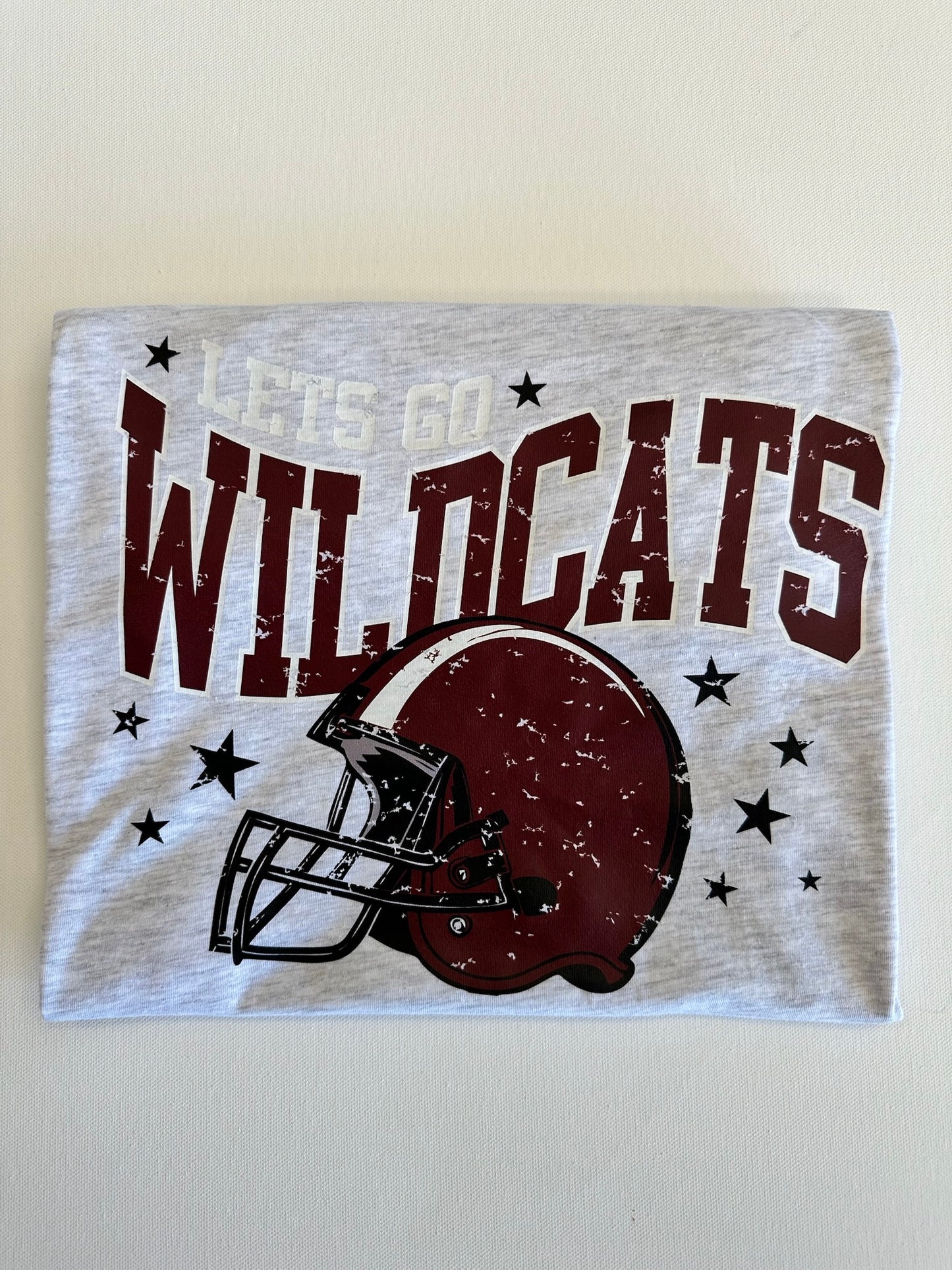 Maroon Let’s Go Wildcats Football Spirit Tee