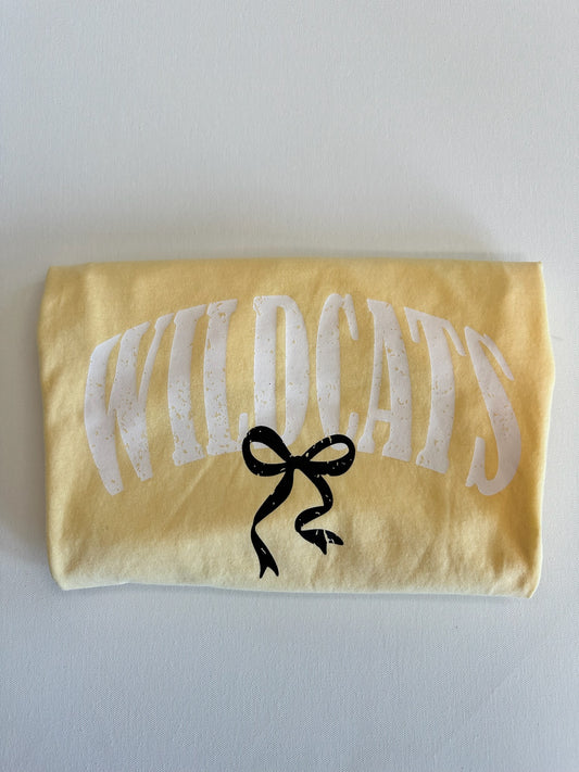 Yellow Wildcats Bubble Bow Spirit Tee