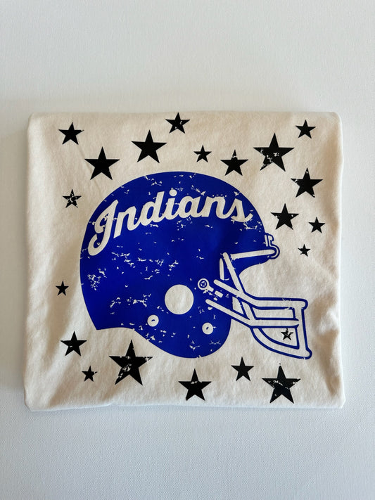 Blue Indians Football Helmet Spirit Tee