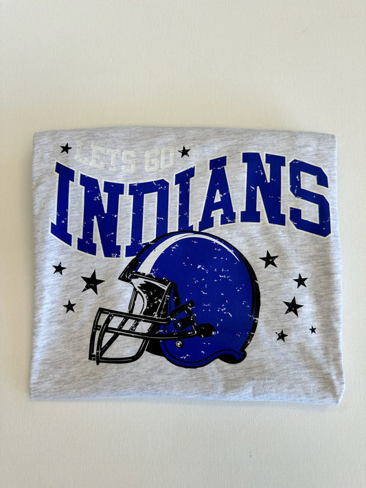 Blue Let’s Go Indians Football Spirit Tee