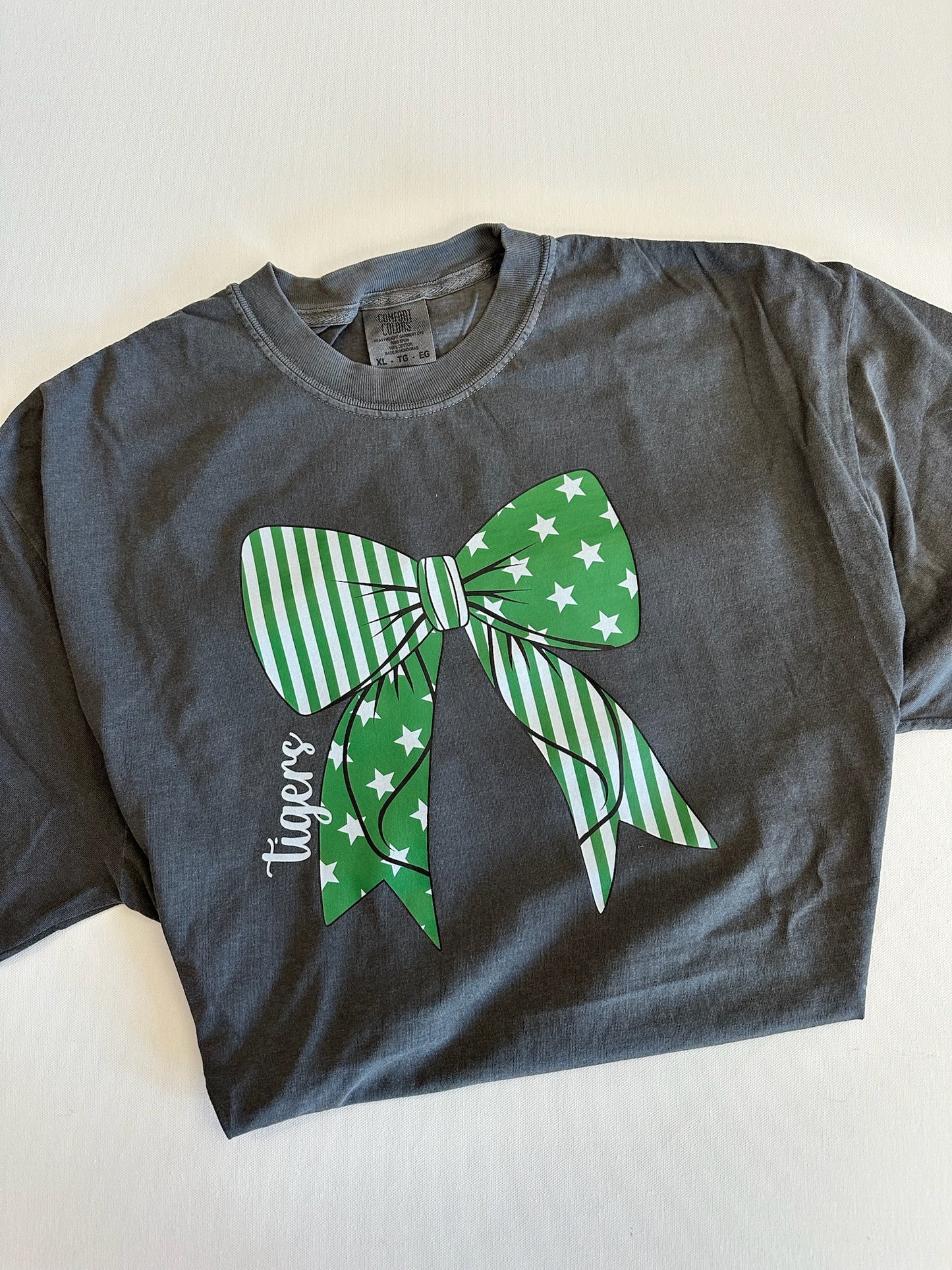 Green Tigers Stars and Stripes Bow Spirit Tee