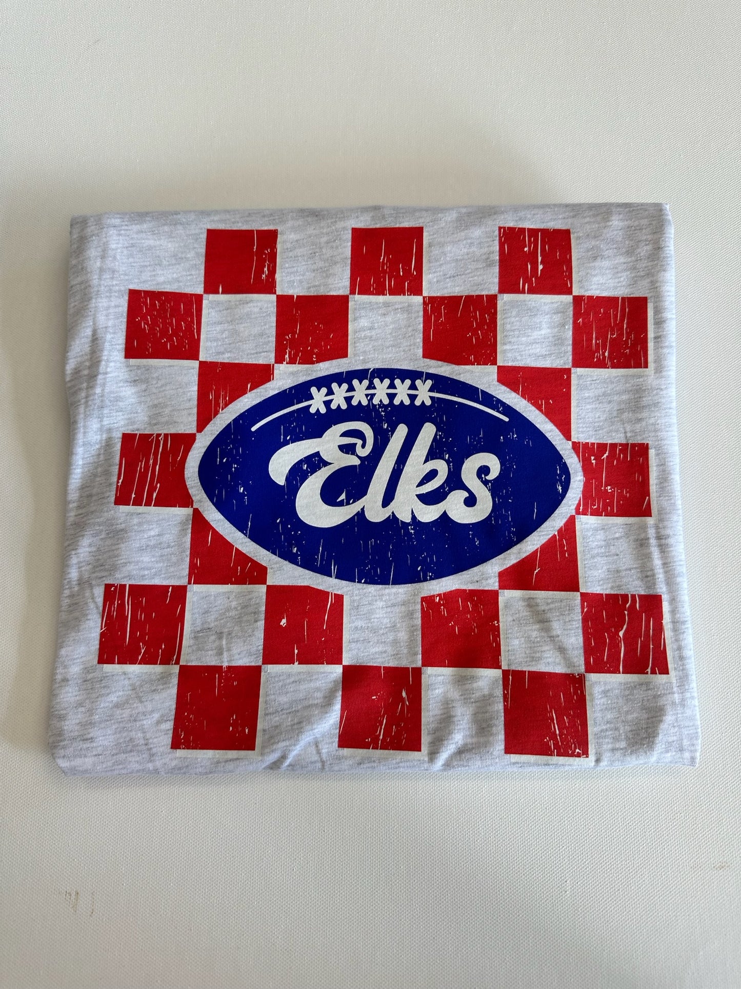 Red/Blue Elks Checkered Football Spirit Tee