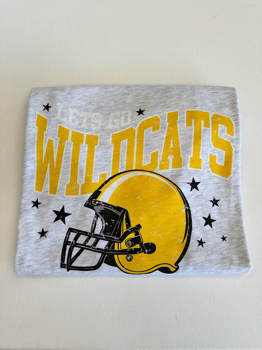 Yellow Gold Let’s Go Wildcats Football Spirit Tee