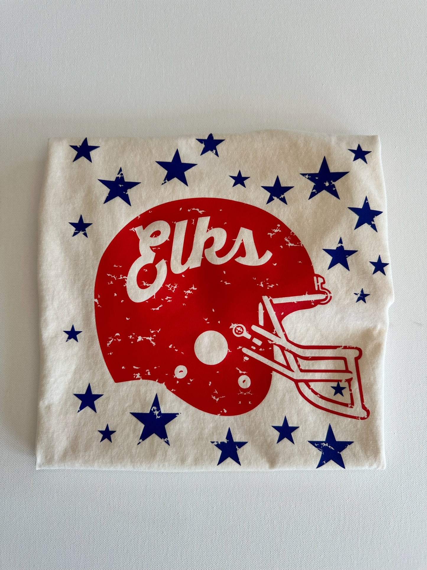 Red/Blue Elks Football Helmet Spirit Tee