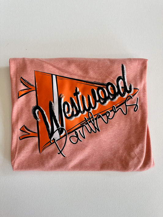 Westwood Panthers Script Pennant Spirit Tee