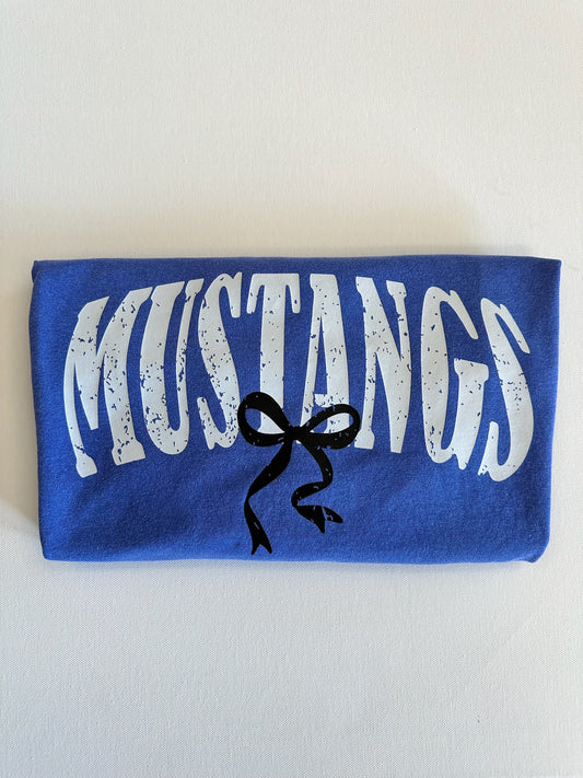 Blue Mustangs Bubble Bow Spirit Tee