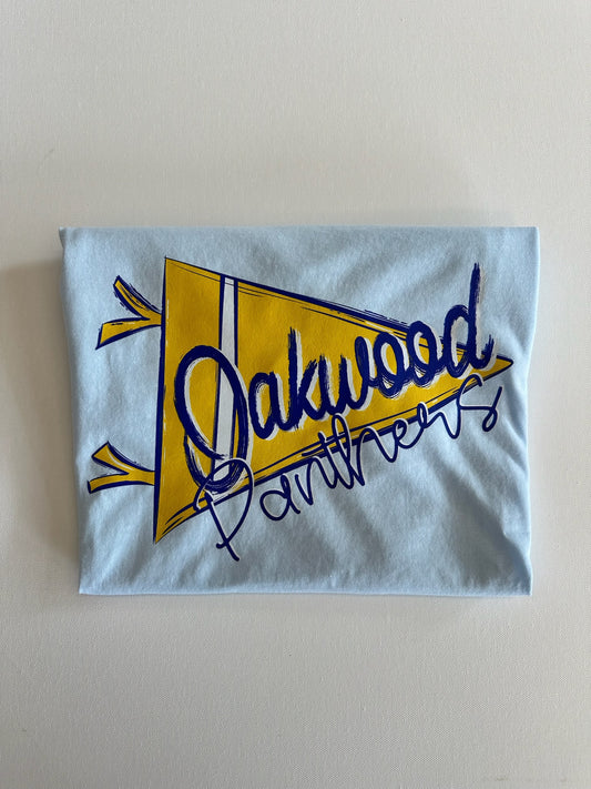 Oakwood Panthers Script Pennant Spirit Tee