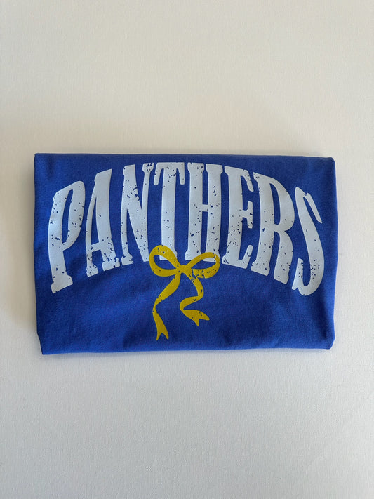 Yellow/Blue Panthers Bubble Bow Spirit Tee