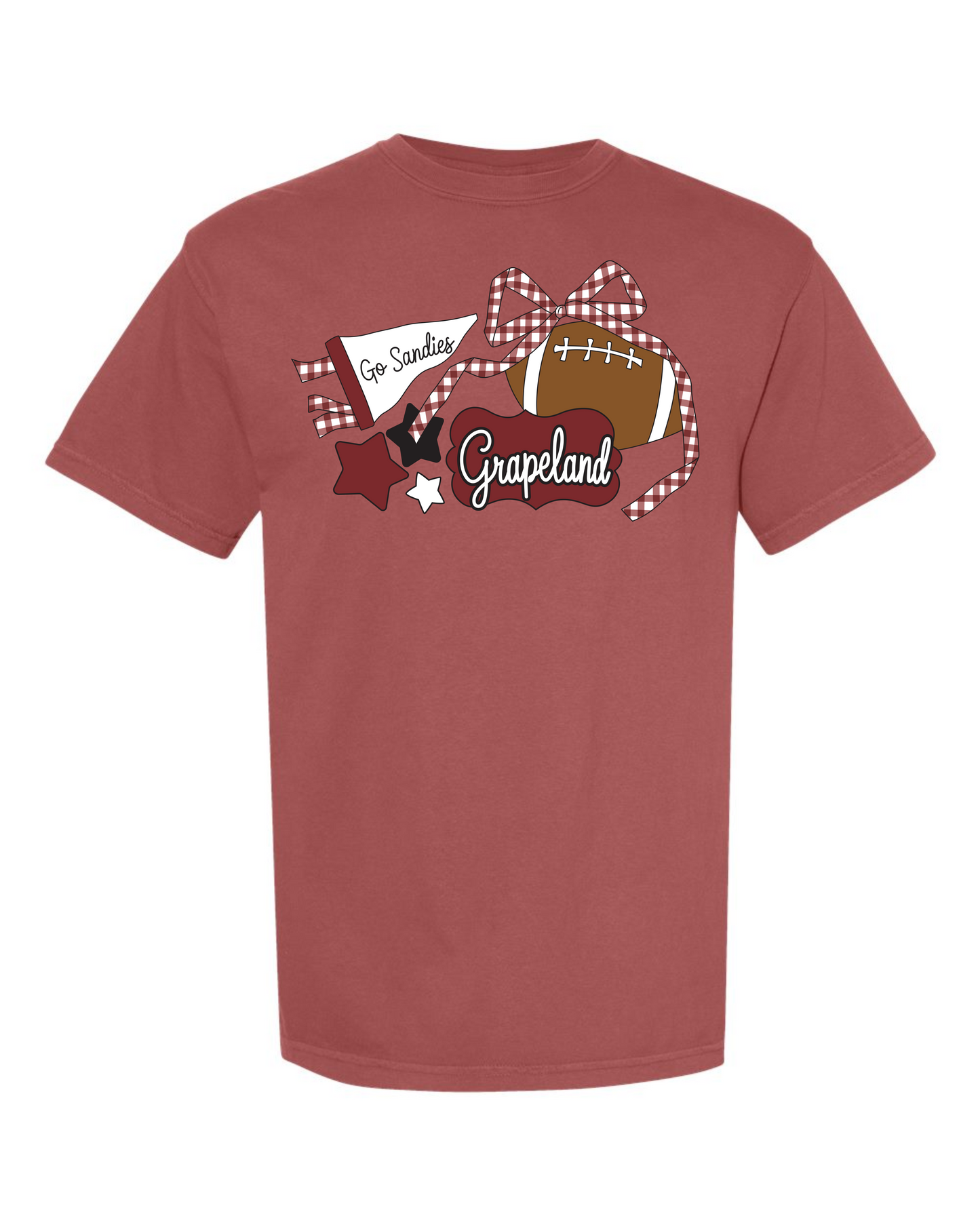 Gingham Bow Football Spirit Graphic Tee - Grapeland