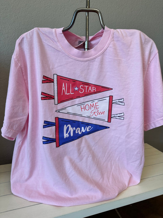 Baseball Home Run Pennant Flag-Graphic Tee