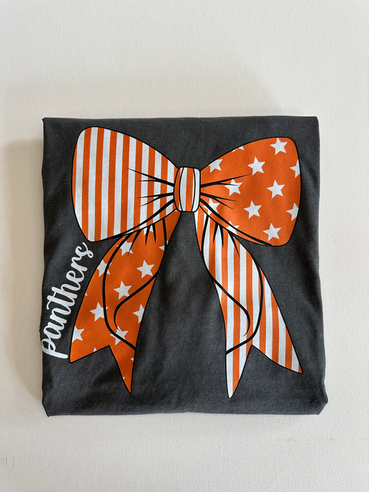 Orange Panthers Stars and Stripes Bow Spirit Tee