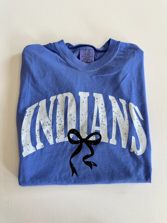 Blue/Black Indians Bubble Bow Spirit Tee