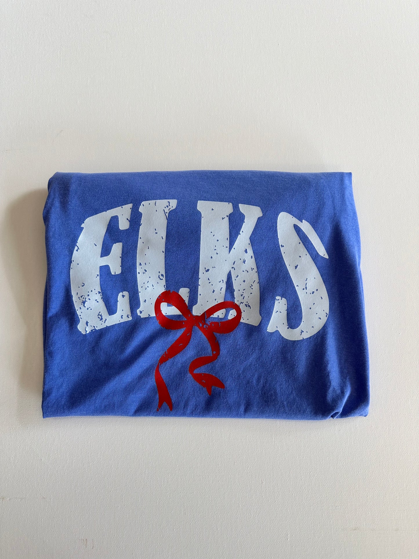 Red/Blue Elks Bubble Bow Spirit Tee
