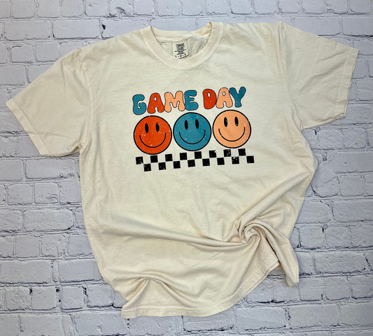Retro Smiley Game Day Graphic Tee