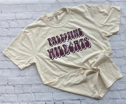 Palestine Wildcats Retro Lightning Bolt Spirit Tee