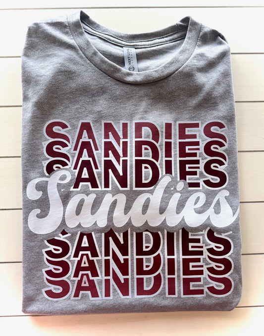 Grapeland Sandies Retro Repeating Fade (color) Spirit Tee