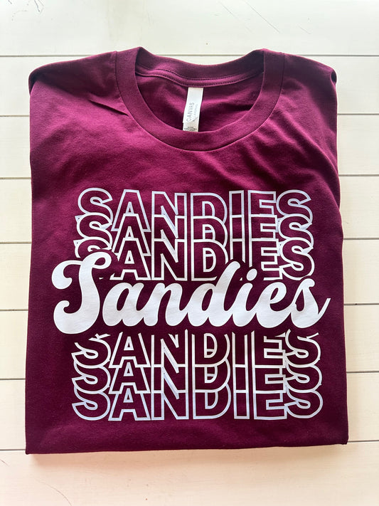 Grapeland Sandies Retro Repeating Fade (white) Spirit Tee