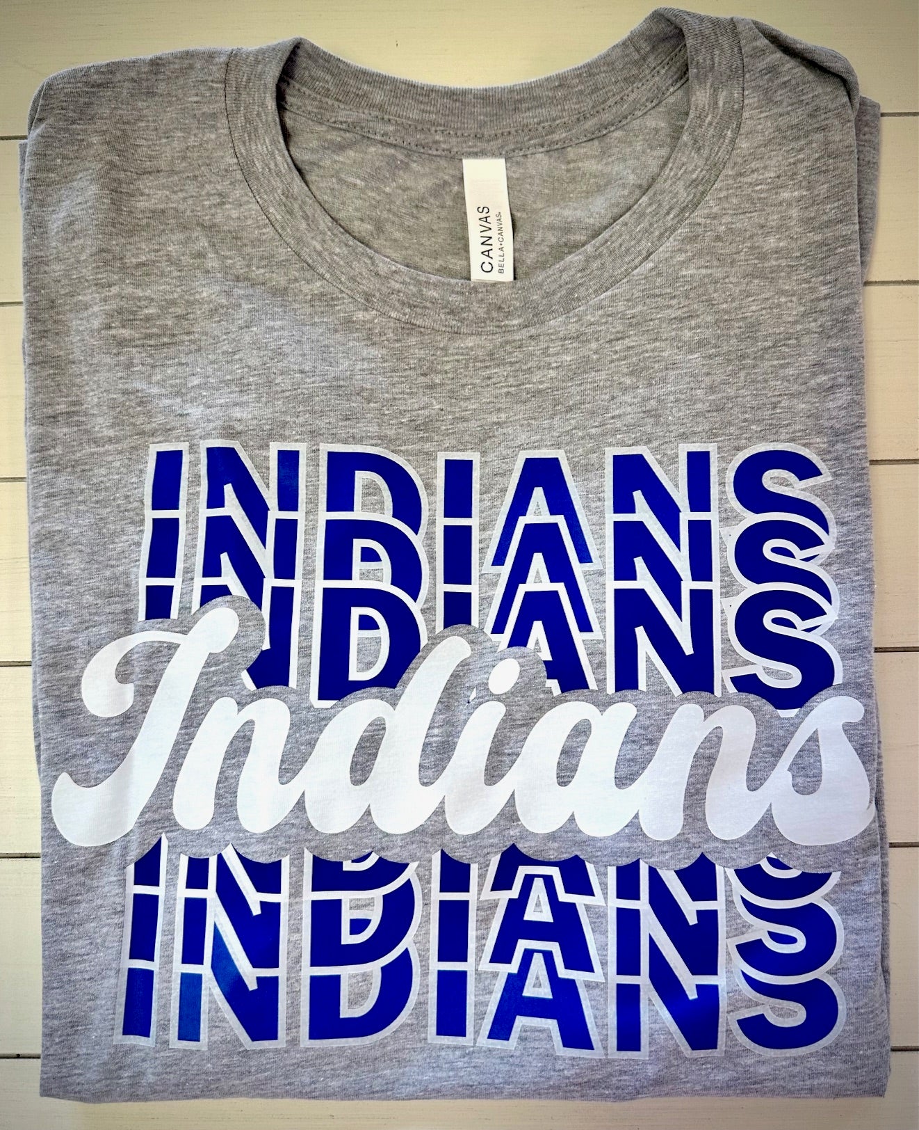 Frankston Indians Retro Repeating Fade (color) Spirit Tee