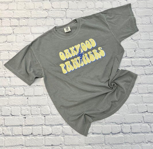 Oakwood Panthers Retro Lightning Bolt Spirit Tee
