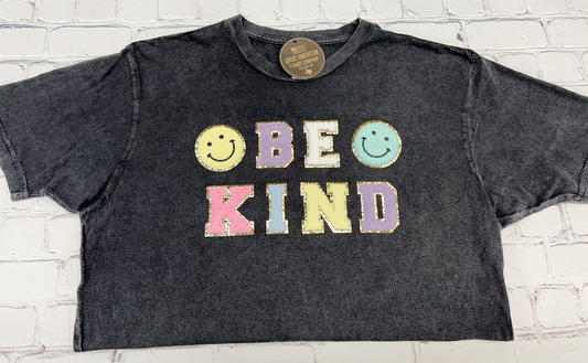 Be Kind Glitter Patch Graphic Tee