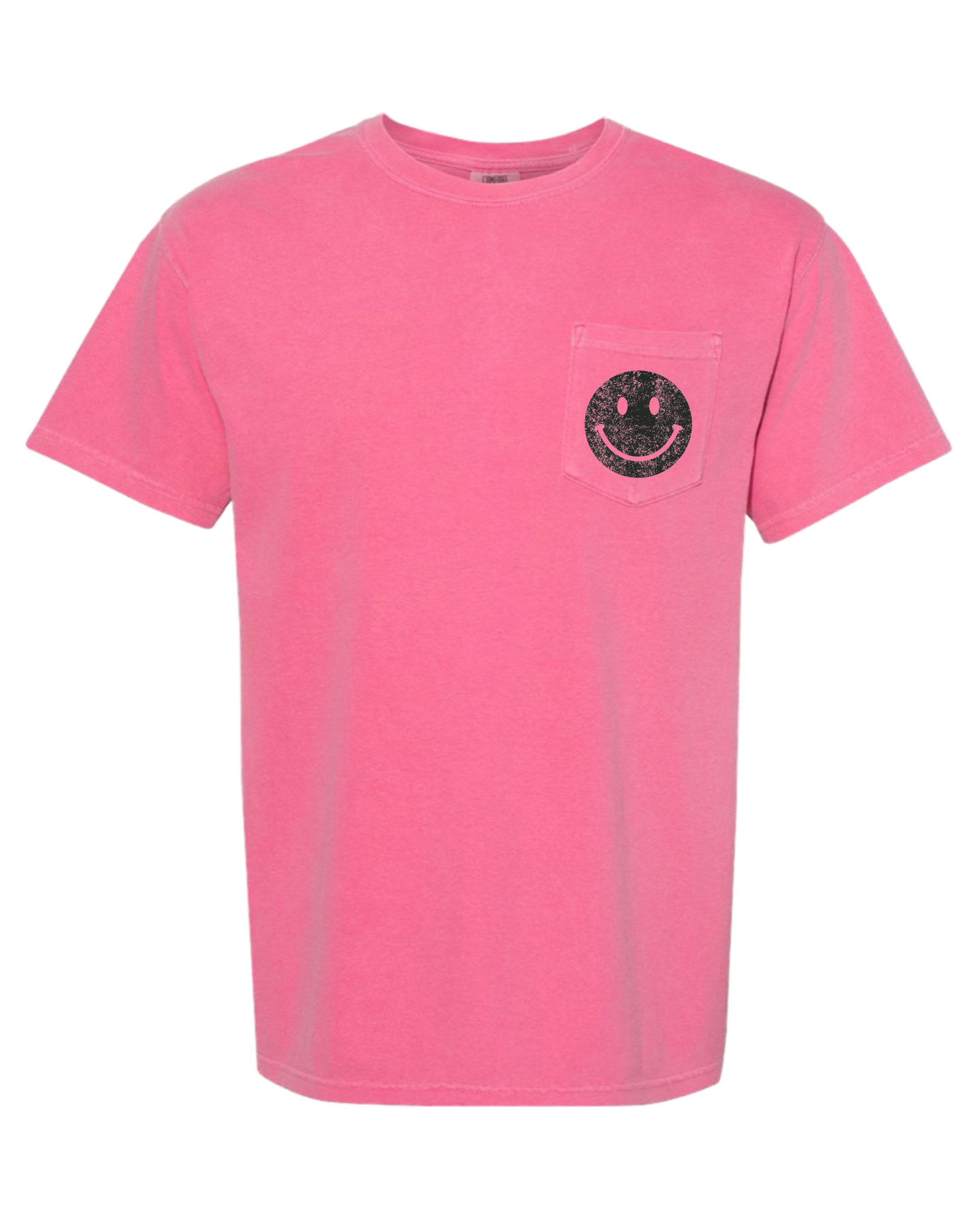 Hot Pink Pocket Smiley Face Graphic Tee