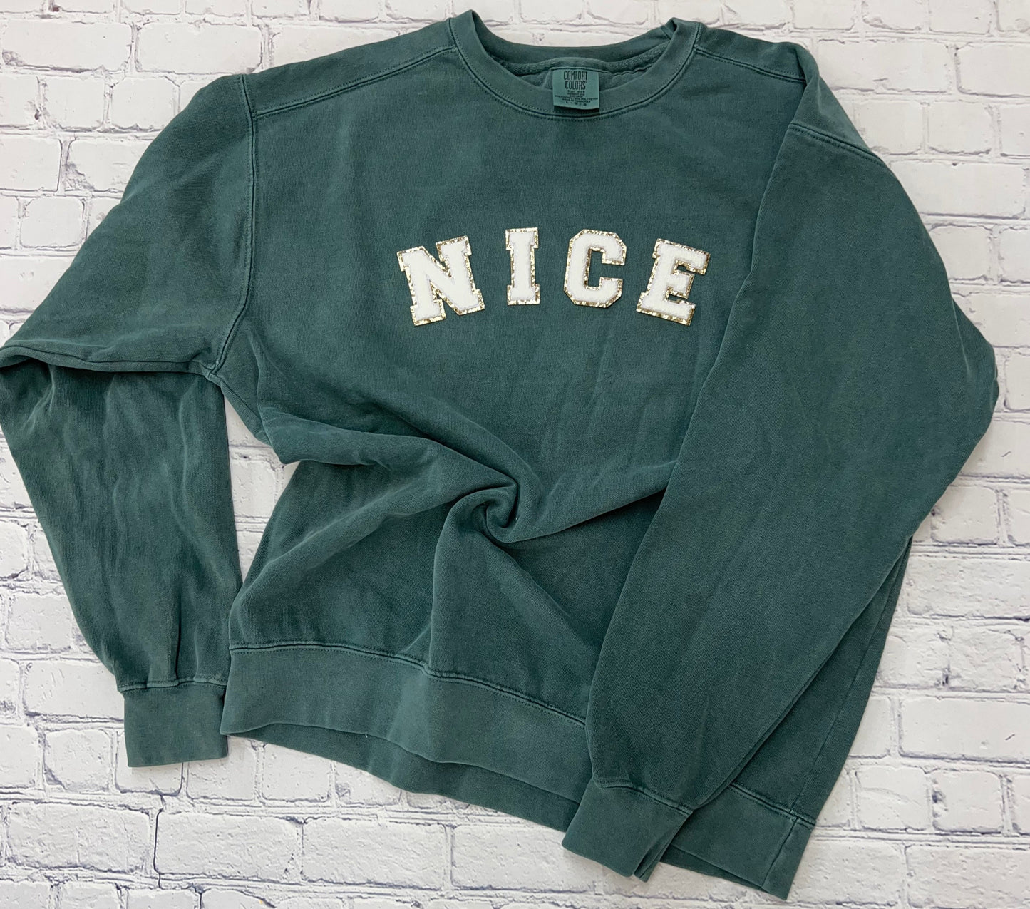 Naughty/Nice Letter Patch Graphic Sweatshirt