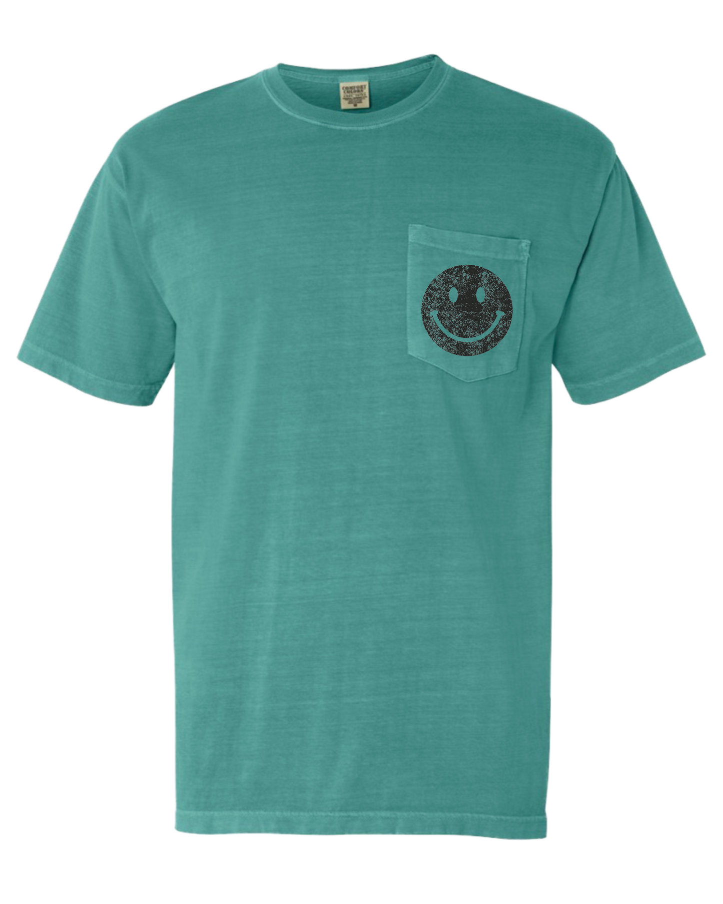 Seafoam Pocket Smiley Face Graphic Tee