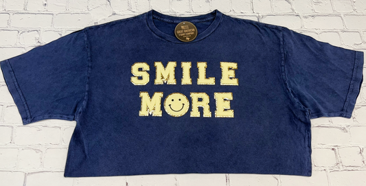 Smile More Glitter Patch Graphic Tee