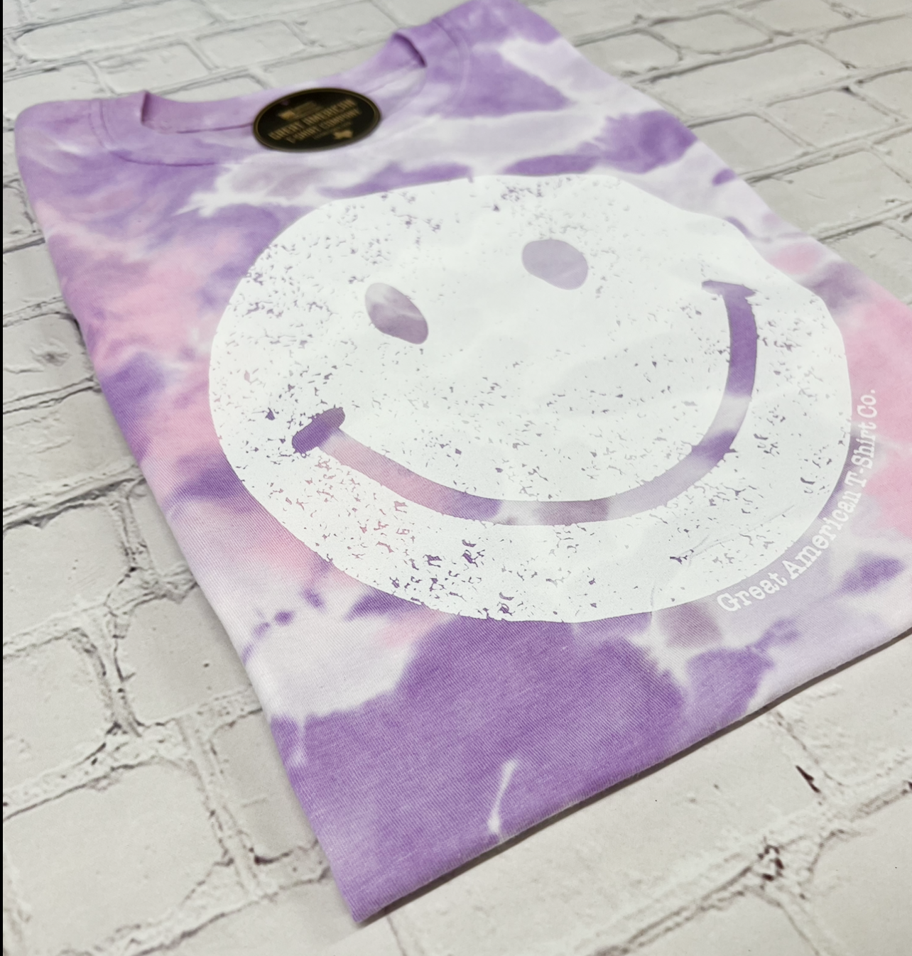 Smiley Face Cotton Candy Tie Dye Graphic Tee