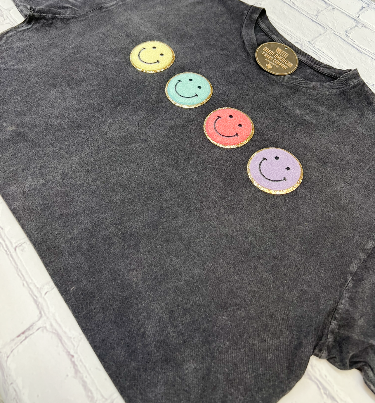 Smileys Glitter Patch Graphic Tee