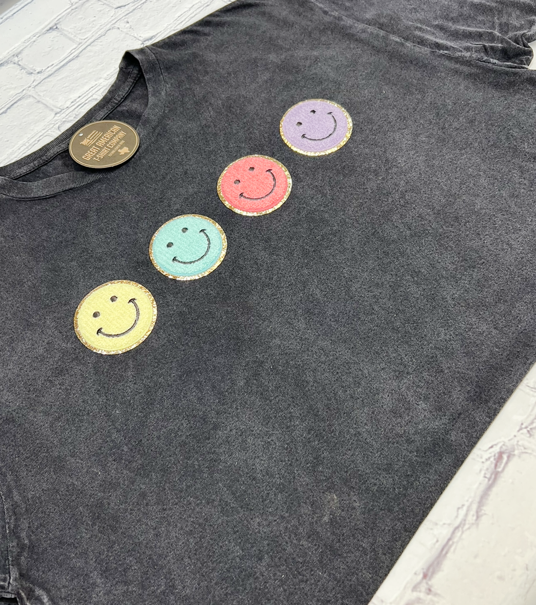 Smileys Glitter Patch Graphic Tee