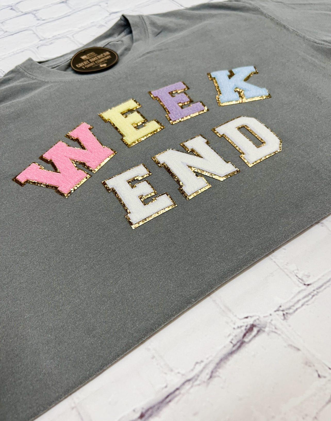Weekend Glitter Patch Graphic Tee