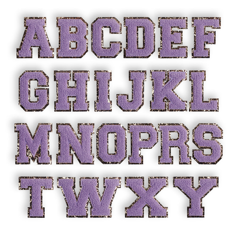 Personalized Midnight Light Purple Glitter Initial Letter Patch Unstructured Hat