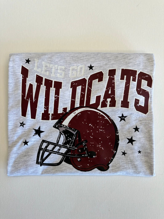 Maroon Let’s Go Wildcats Football Spirit Tee