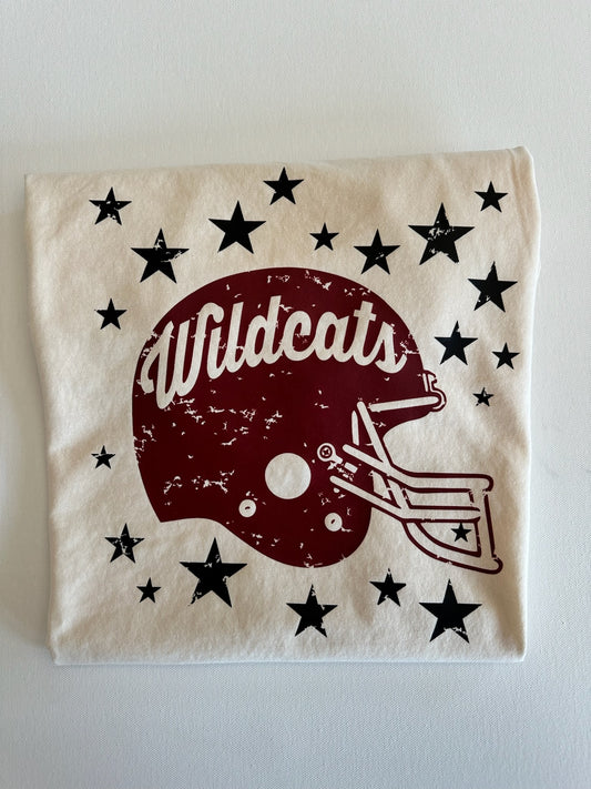 Maroon Wildcats Football Helmet Spirit Tee