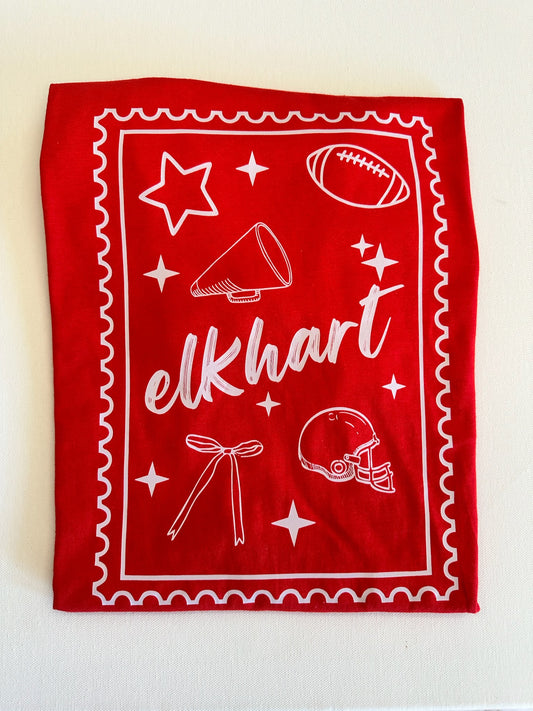 Red Elkhart Postcard Spirit Tee