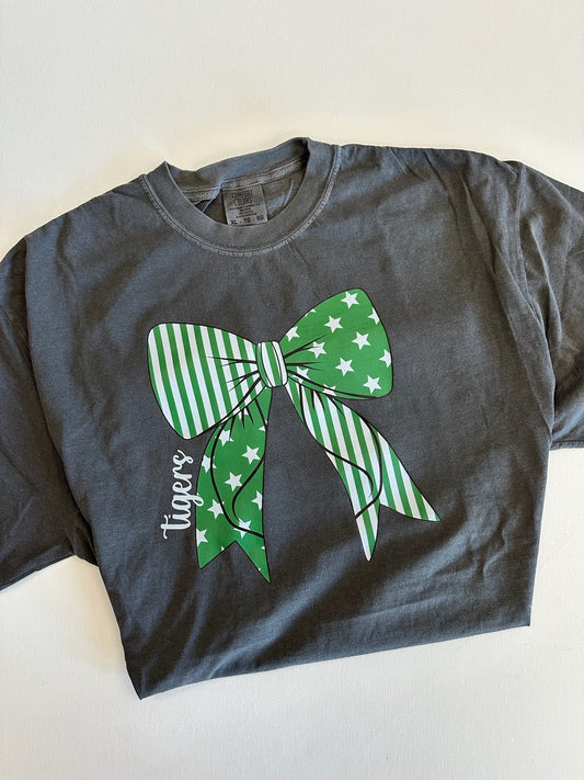 Green Tigers Stars and Stripes Bow Spirit Tee