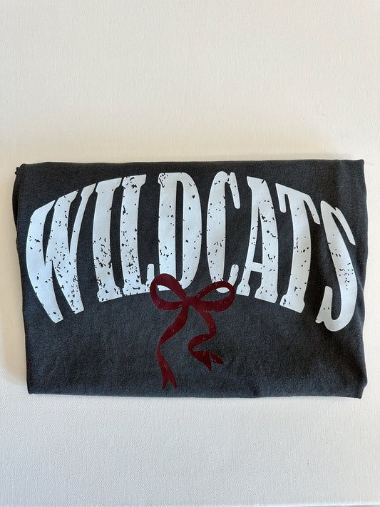 Maroon Wildcats Bubble Bow Spirit Tee