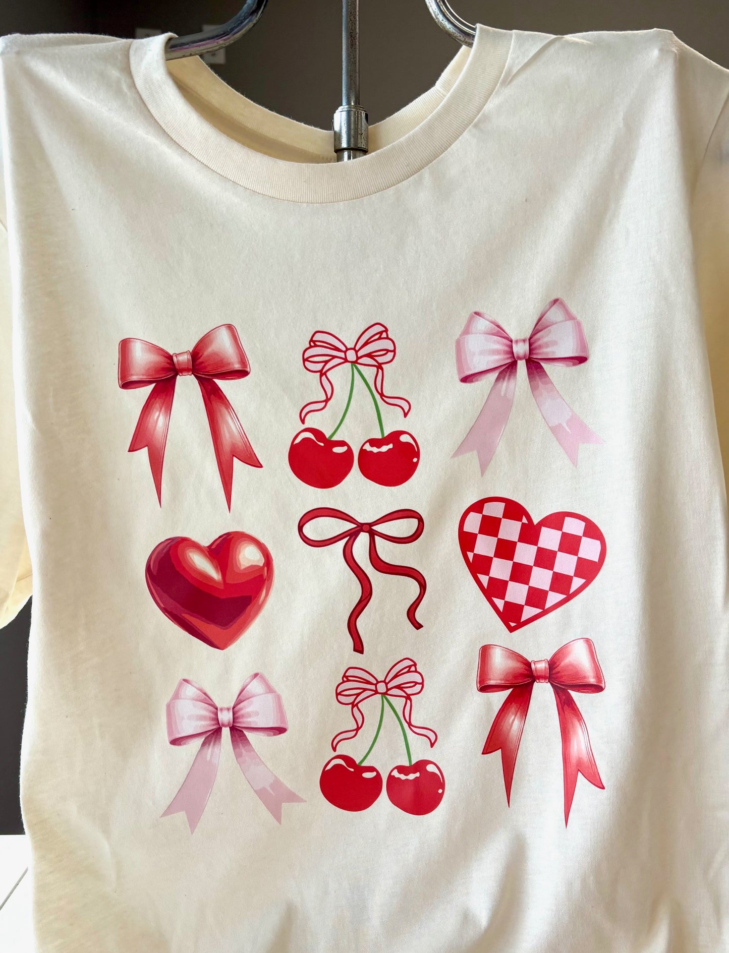 Bows Hearts And Cherries - Valentine Graphic Tee