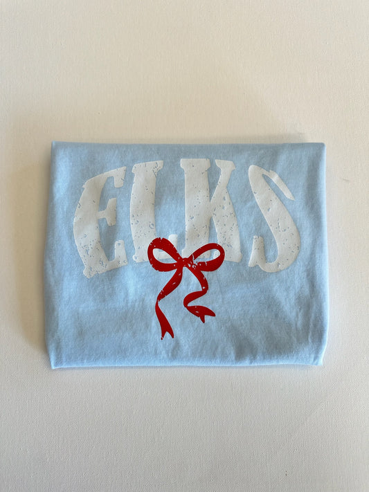 Red/Blue Elks Bubble Bow Spirit Tee