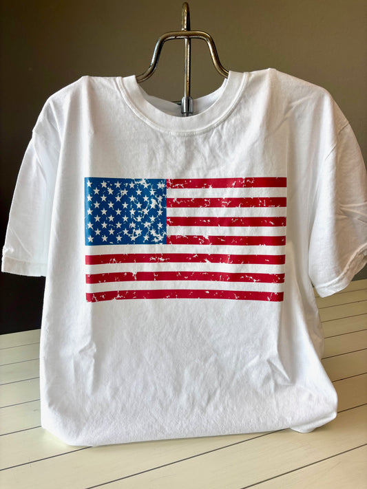 Simple Distressed Flag Graphic Tee