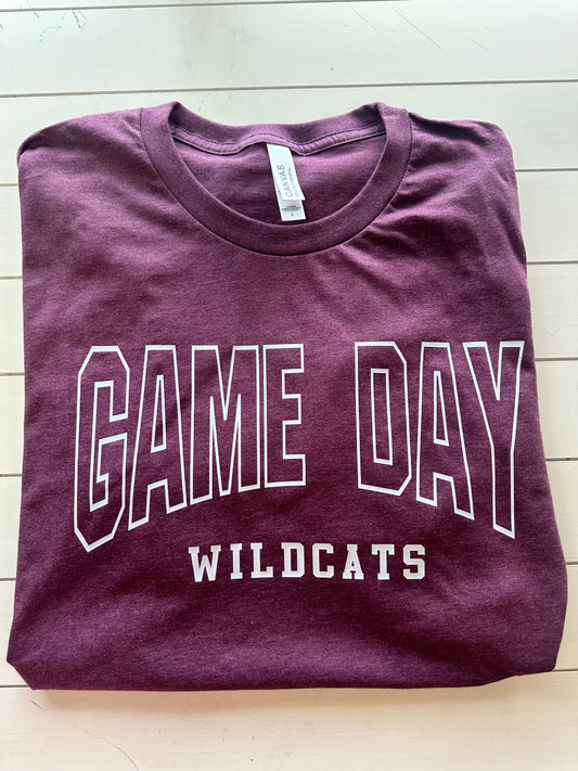 Curved Game Day-Palestine Wildcats Spirit Graphic Tee