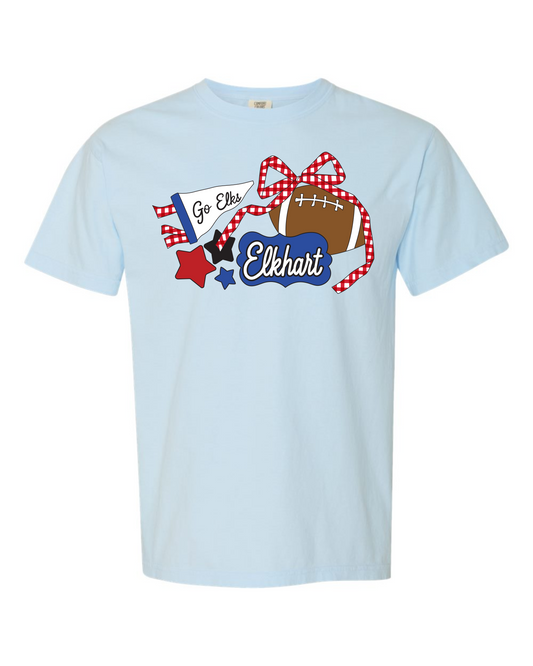 Gingham Bow Football Spirit Graphic Tee - Elkhart