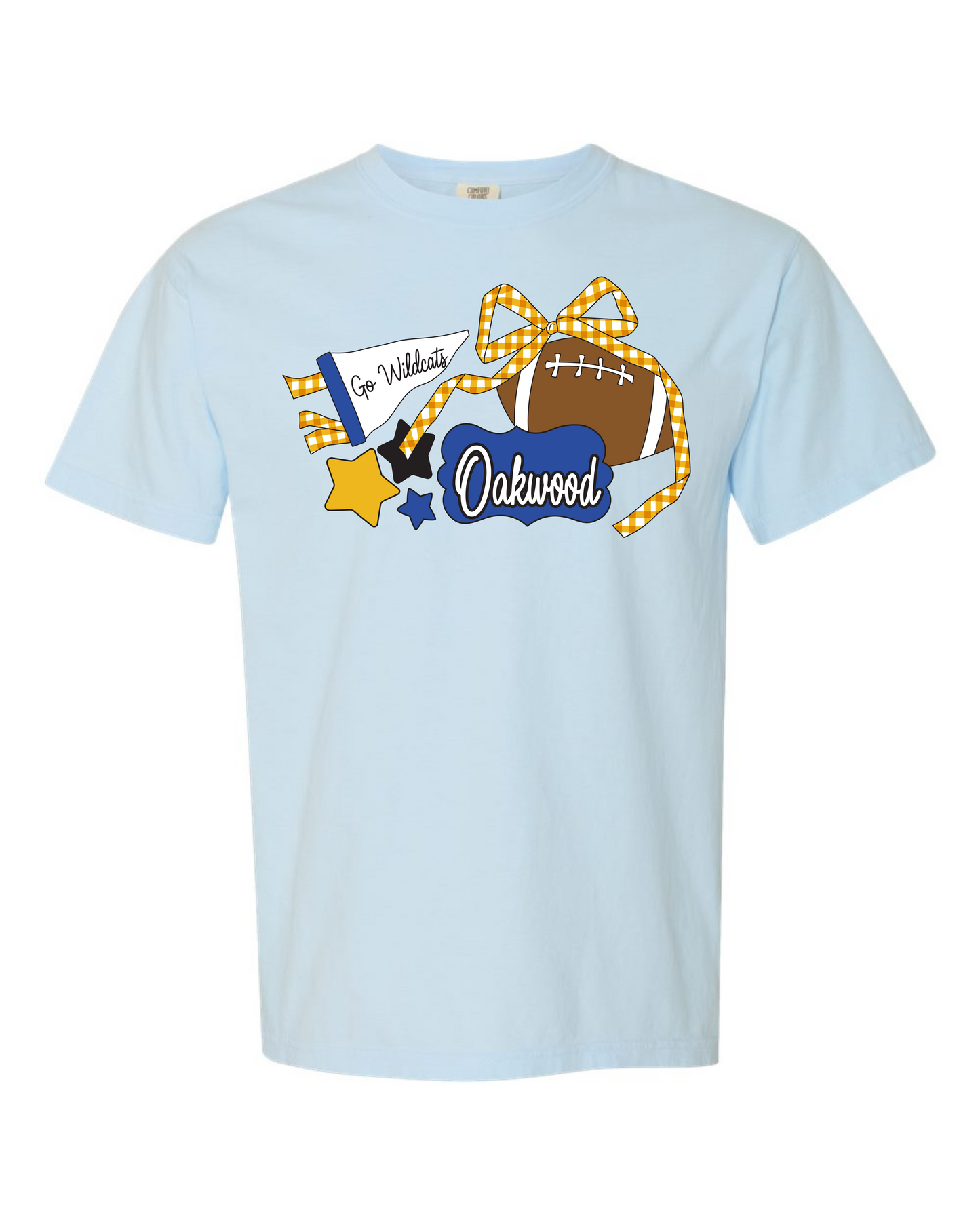 Gingham Bow Football Spirit Graphic Tee - Oakwood