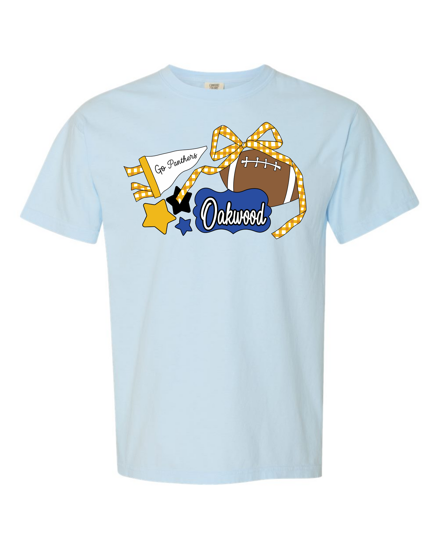 Gingham Bow Football Spirit Graphic Tee - Oakwood