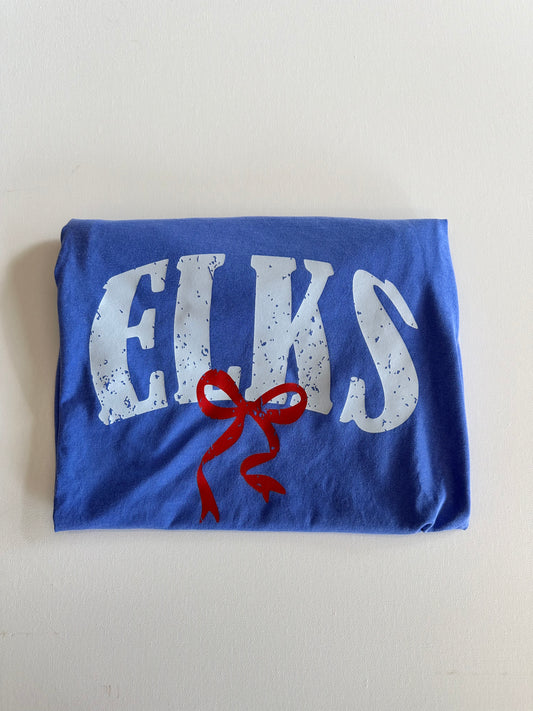 Red/Blue Elks Bubble Bow Spirit Tee