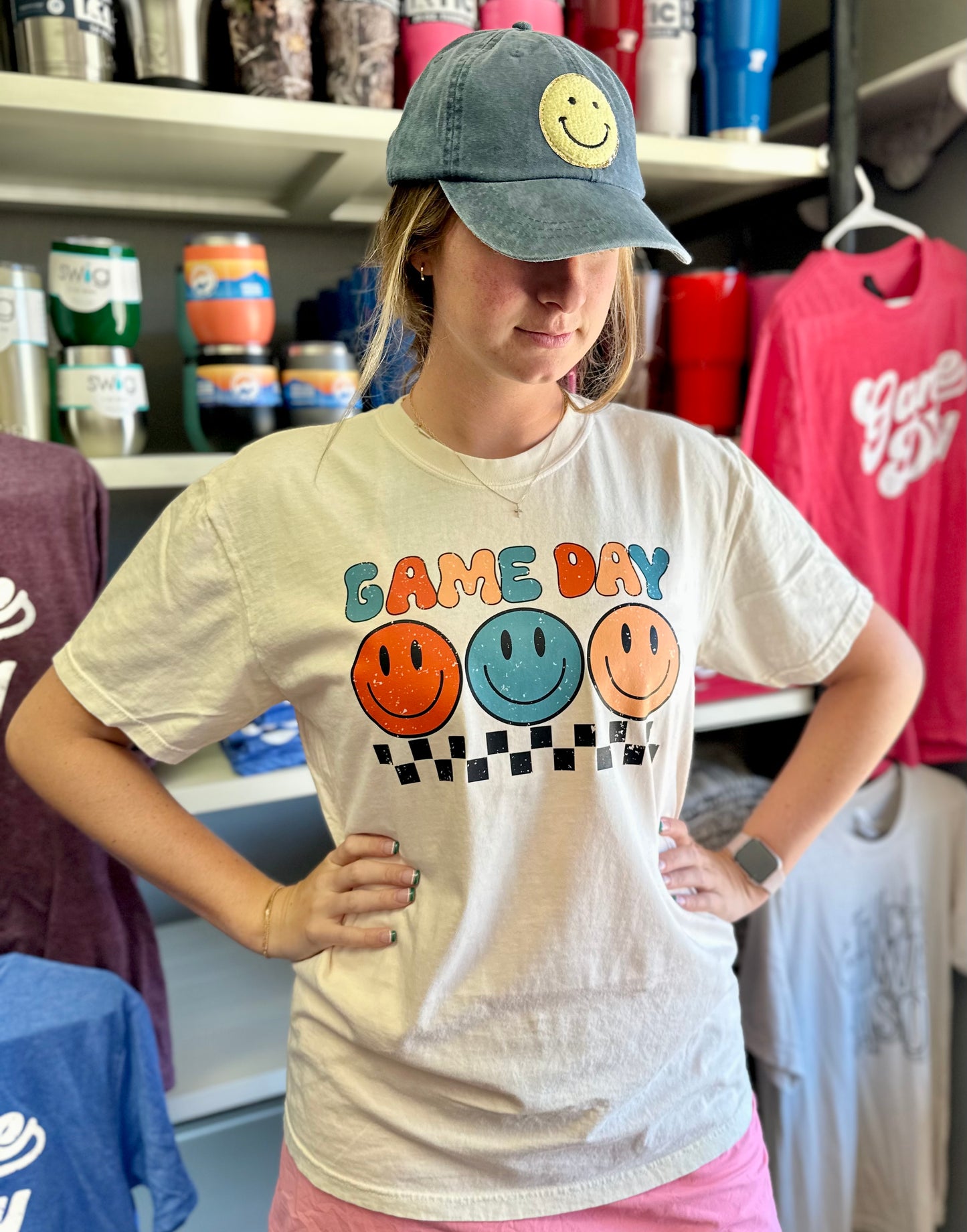 Retro Smiley Game Day Graphic Tee