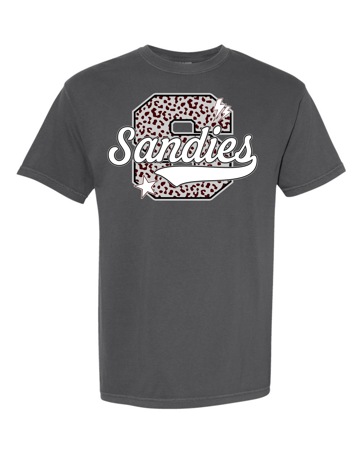Leopard Print Initial Spirit Graphic Tee - Grapeland Sandies