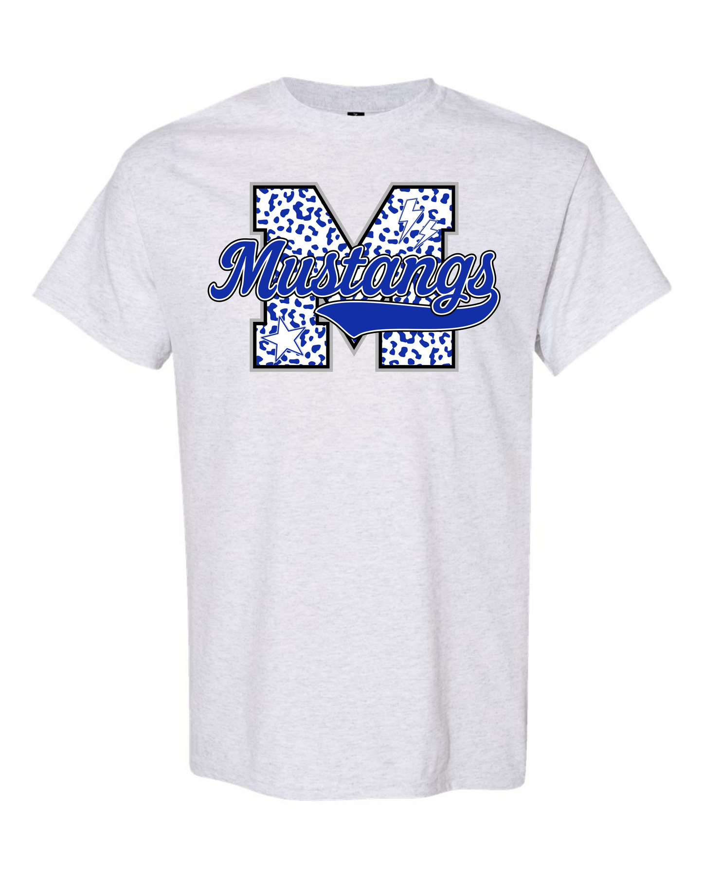 Leopard Print Initial Spirit Graphic Tee - Slocum Mustangs